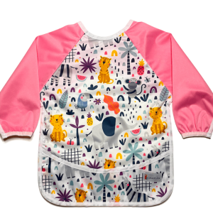 Bavetica cu maneca lunga si buzunar cu model de jungla roz