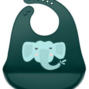 Bavetica din silicon cu buzunar cu model de elefant