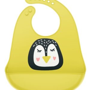 Bavetica din silicon cu buzunar cu model de pinguin