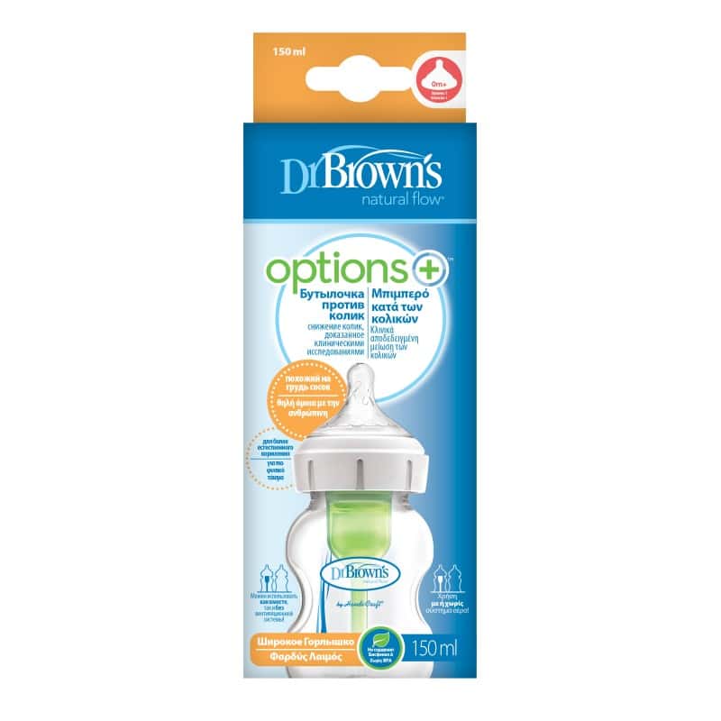 Biberon anti-colici cu gat larg Options+