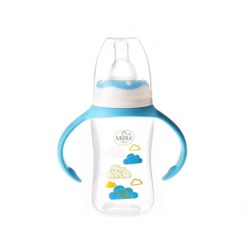 Biberon cu manere si tetina din silicon pentru +3 luni Baby