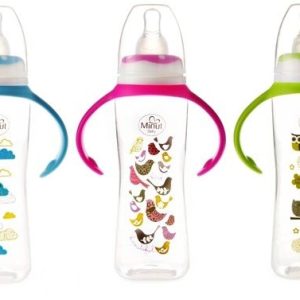 Biberon cu manere si tetina din silicon pentru 6+ Baby