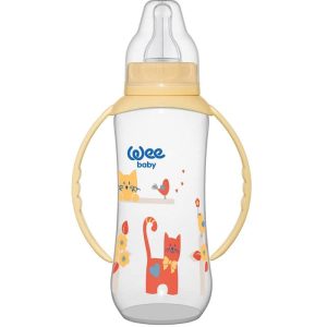 Biberon cu manere si tetina din silicon rotunda