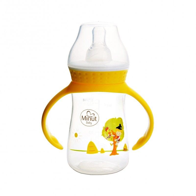 Biberon cu tetina si manere Pupaza din tei pentru +0 luni Baby