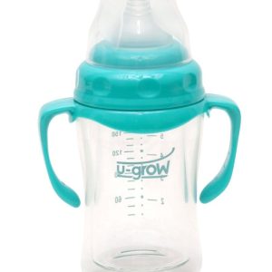 Biberon din sticla cu gat larg si protectie din plastic moale pentru 0-3 luni A-1055