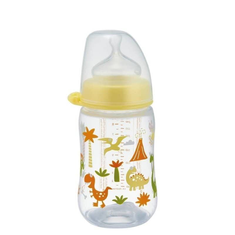 Biberon unisex gat larg tetina silicon ortodontica si debit mediu (M) 0+ luni