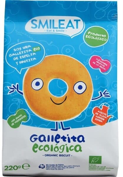 Biscuiti cerculete din grau spelt si mar +6 luni Bio, 220g, Smileat 1 Biscuiti cerculete din grau spelt si mar +6 luni Bio