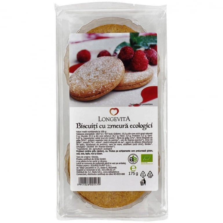 Biscuiti crema zmeura 175g - LONGEVITA