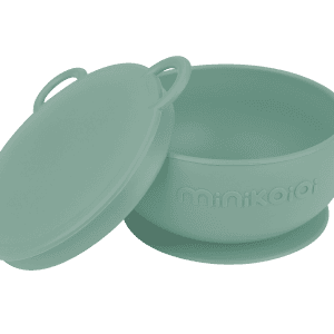 Bol cu ventuza si capac 100% Pemium Silicone River Green