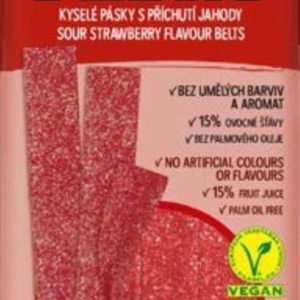 Bomboane gumate acrisoare cu aroma de capsuni si forma de panglici