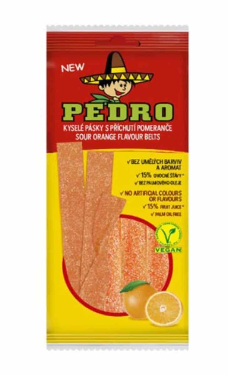 Bomboane gumate acrisoare cu aroma de portocale si forma de panglici, 80g, Pedro 1 Bomboane gumate acrisoare cu aroma de portocale si forma de panglici