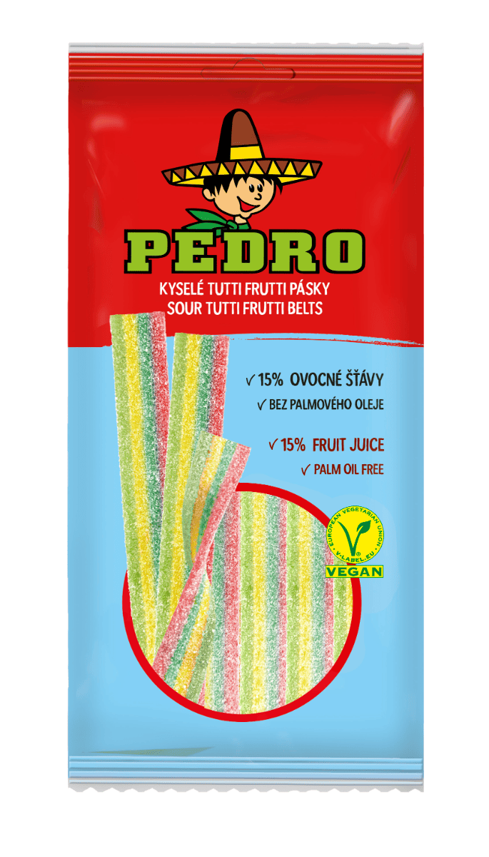 Bomboane gumate cu forma de panglica Tutti Frutii, 80g, Pedro 1 Bomboane gumate cu forma de panglica Tutti Frutii