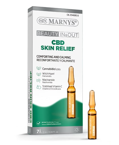 CBD Skin Relief cu canabidiol + apa de hamamelis + vitamina c stabilizata + vitamina B3, 7 fiole, Marnys 1 CBD Skin Relief cu canabidiol + apa de hamamelis + vitamina c stabilizata + vitamina B3