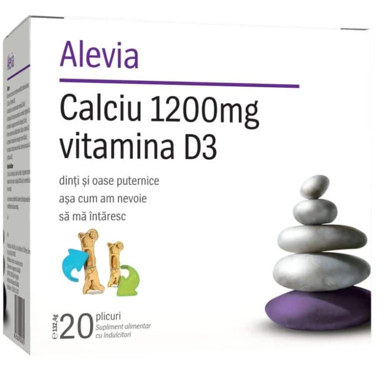 Calciu 1200mg Vitamina D3, 20 plicuri, Alevia 1 Calciu 1200mg Vitamina D3
