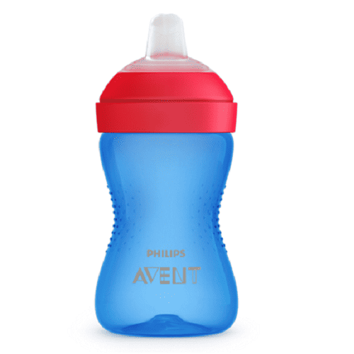 Cana cu tetina moale de formare albastru/rosu