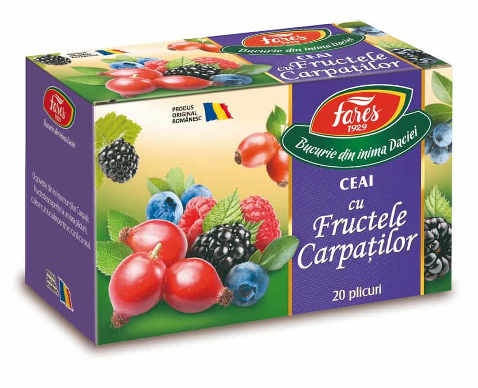 Ceai Fructele Carpatilor Aromfruct, 20 plicuri, Fares 1 Ceai Fructele Carpatilor Aromfruct