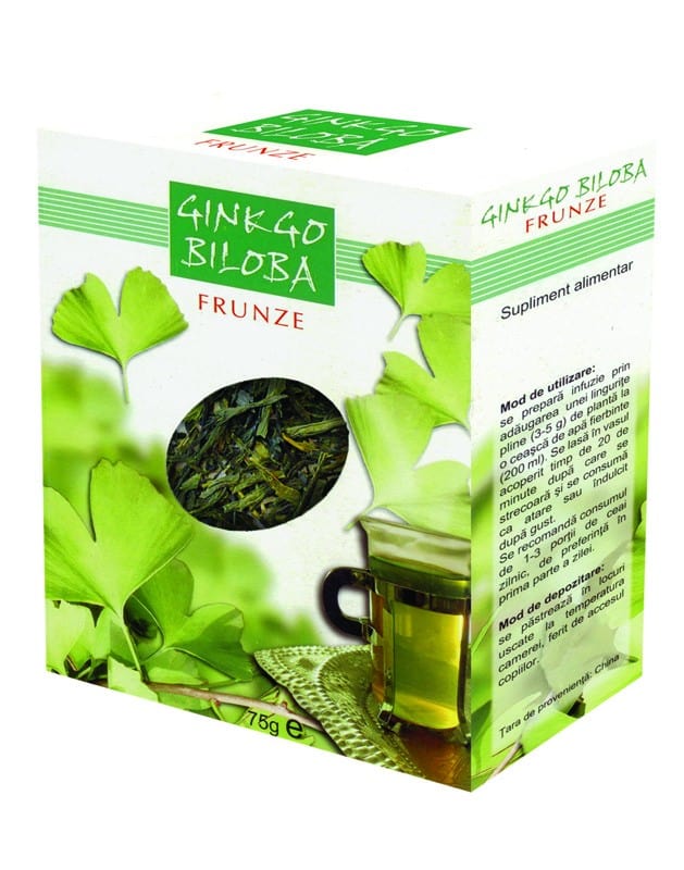 Ceai Ginkgo Biloba frunze, 75g, Parapharm 1 Ceai Ginkgo Biloba frunze