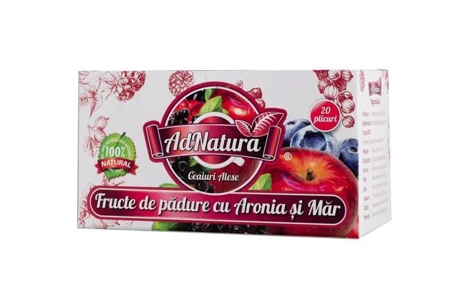 Ceai de fructe de padure cu mar si aronia, 20 plicuri, AdNatura 1 Ceai de fructe de padure cu mar si aronia