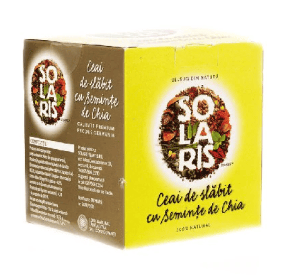 Ceai de slabit cu seminte de chia, 20 plicuri, Solaris 1 Ceai de slabit cu seminte de chia