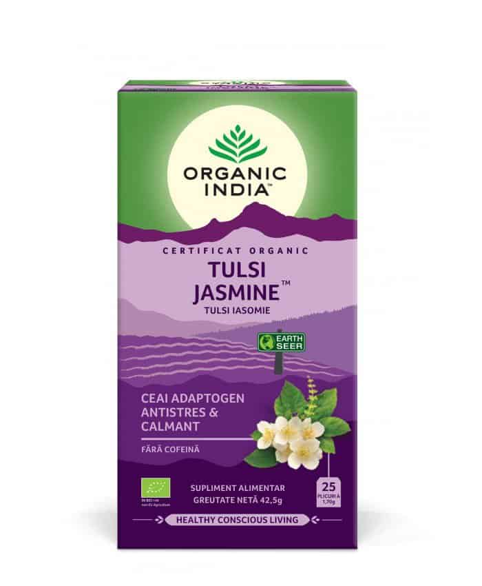 Ceai iasomie Adaptopgen Tulsi, 25 plicuri, Organic India 1 Ceai iasomie Adaptopgen Tulsi