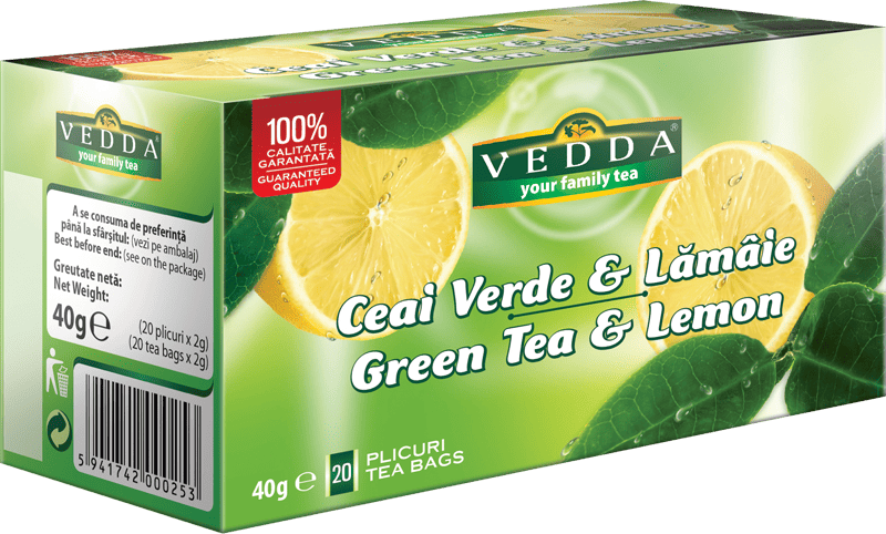 Ceai verde cu lamaie, 20 plicuri, Vadda 1 Ceai verde cu lamaie