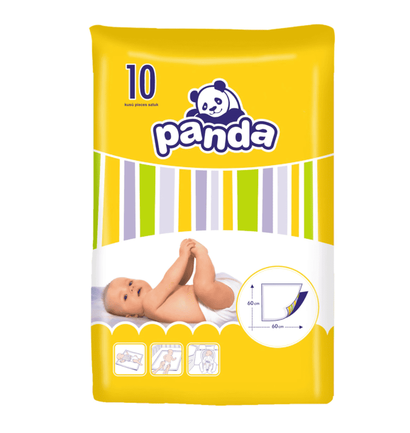 Cearsaf absorbant Panda 60 x 60cm, 10 bucati, Bella Baby 1 Cearsaf absorbant Panda 60 x 60cm