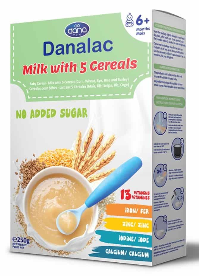 Cereale 5 Cereale cu lapte 6m+, 250g, Danalac 1 Cereale 5 Cereale cu lapte 6m+