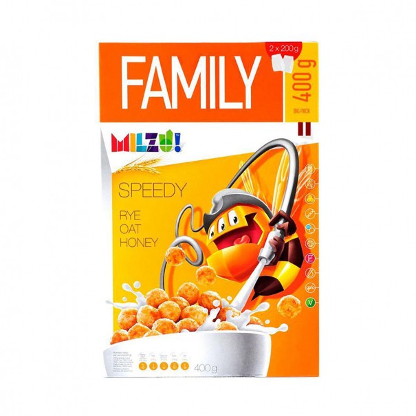 Cereale cu secara si bilute cu miere Speedy, 400g, Milzu 1 Cereale cu secara si bilute cu miere Speedy