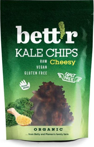 Chips din kale cu aroma de branza raw fara gluten Bio, 30g, Bettr 1 Chips din kale cu aroma de branza raw fara gluten Bio