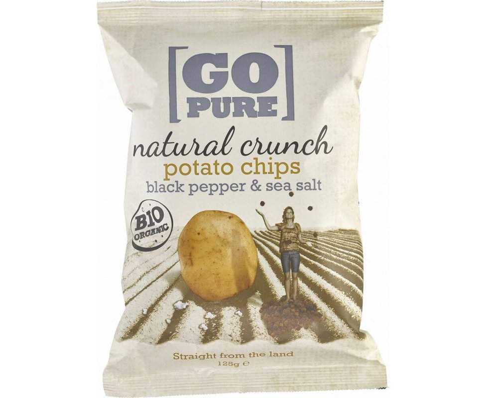 Chipsuri de cartofi cu sare si piper coapte manual fara gluten Bio, 125g, Go Pure 1 Chipsuri de cartofi cu sare si piper coapte manual fara gluten Bio