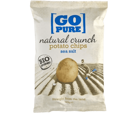 Chipsuri din cartofi cu sare coapte manual fara gluten Bio, 125g, Go Pure 1 Chipsuri din cartofi cu sare coapte manual fara gluten Bio