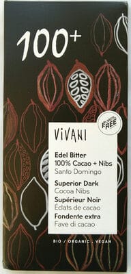 Ciocolata 100% cacao si bucati de ciocolata Bio