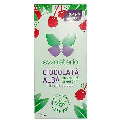 Ciocolata alba cu zmeura si matcha (Stevie si Erytrithol)