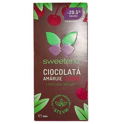 Ciocolata amaruie 70% cu visine (stevie si erytrithol)