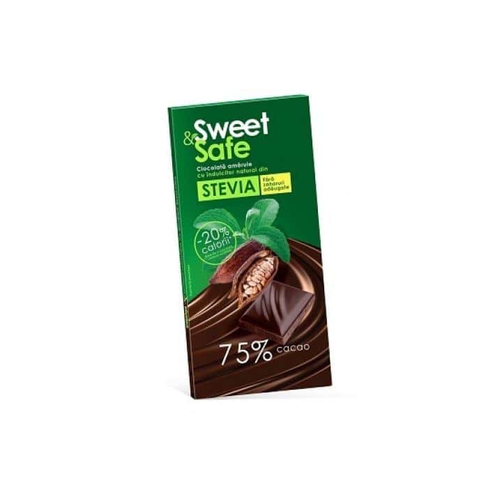 Ciocolata amaruie cu indulcitor natural de stevia Sweet&Safe