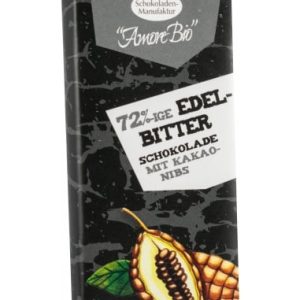 Ciocolata amaruie cu miez din boabe de cacao si 72% cacao
