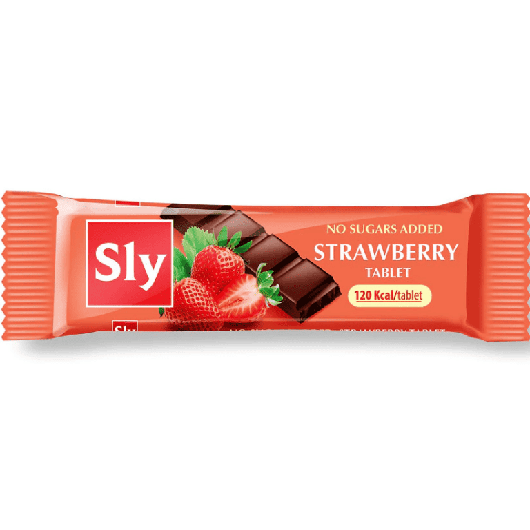 Ciocolata lapte cu capsuni fara zahar 25g - SLY NUTRITIA