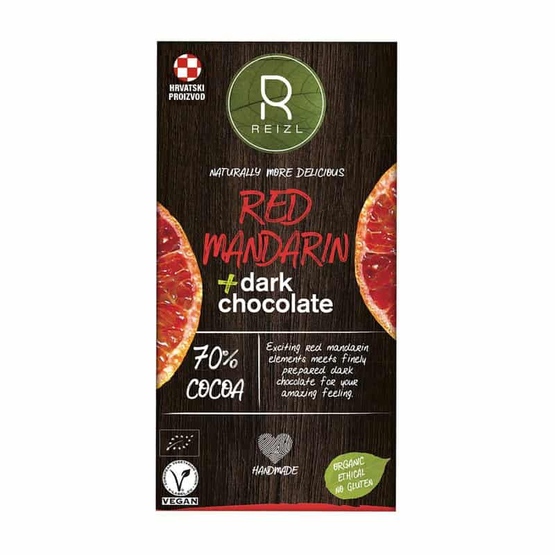 Ciocolata neagra 70% cacao cu Mandarine rosii