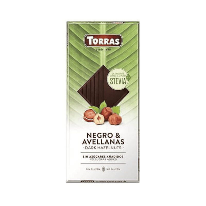 Ciocolata neagra cu alune fara zahar si gluten 54% cacao Stevia