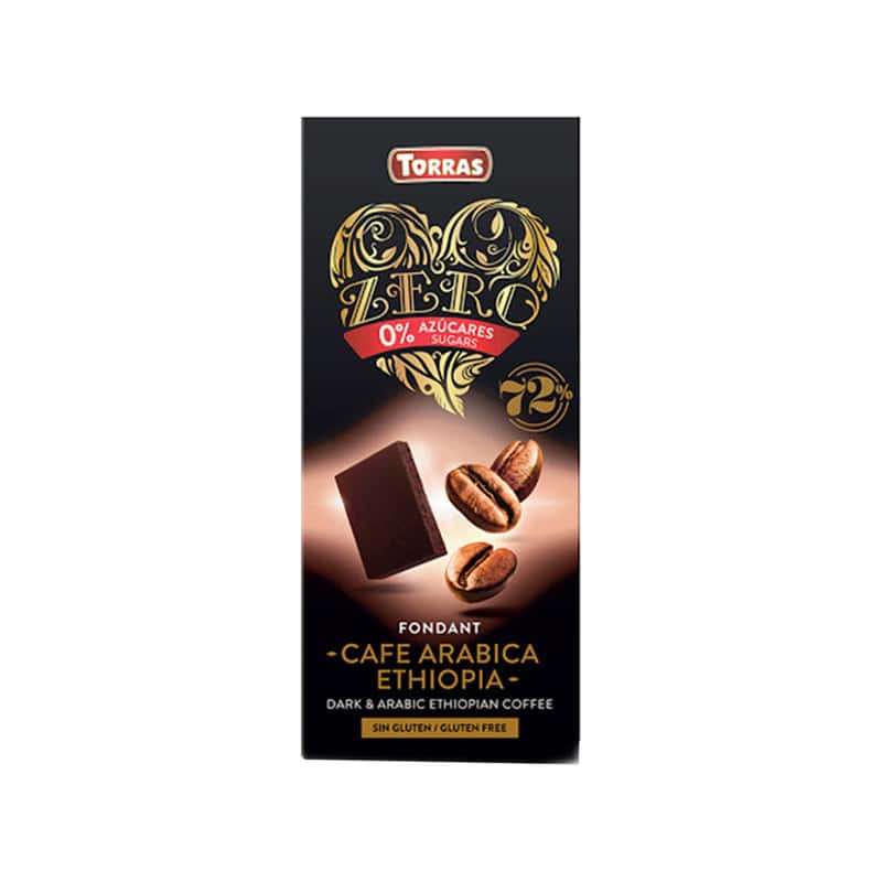 Ciocolata neagra cu cafea fara zahar si gluten 72% cacao Zero