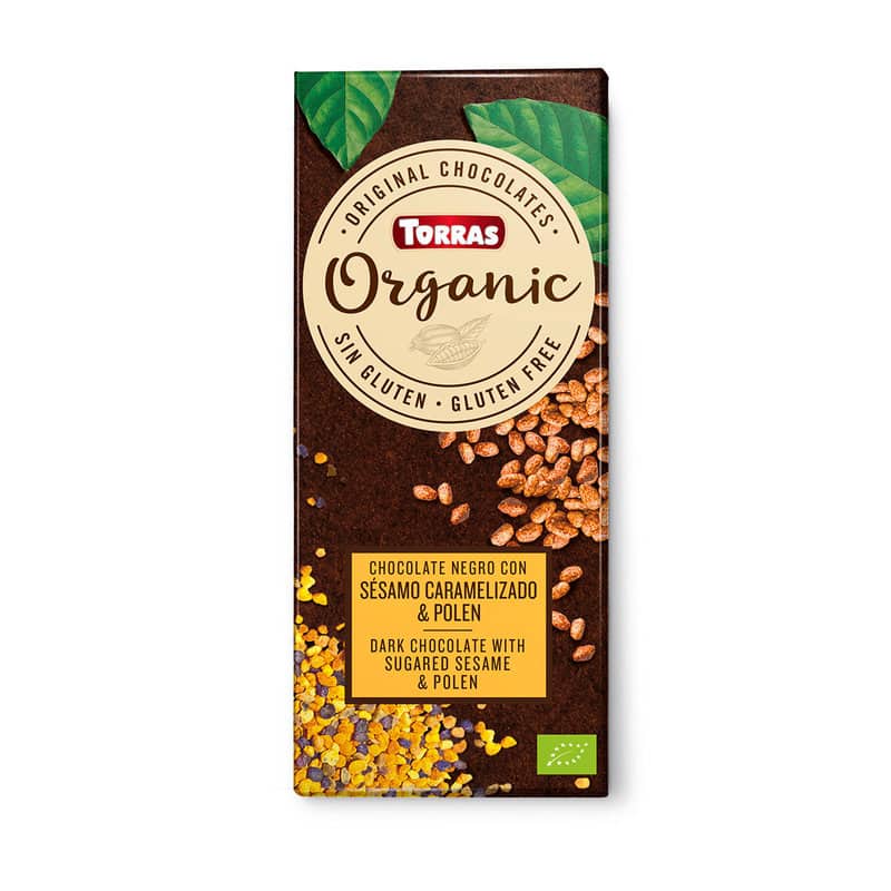 Ciocolata neagra cu seminte de susan si polen fara gluten Organic