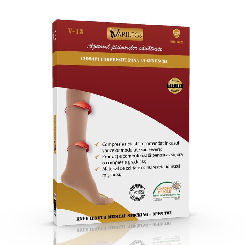 Ciorapi compresivi pana la genunchi 280 deni 22-27 MmHg V-13 S