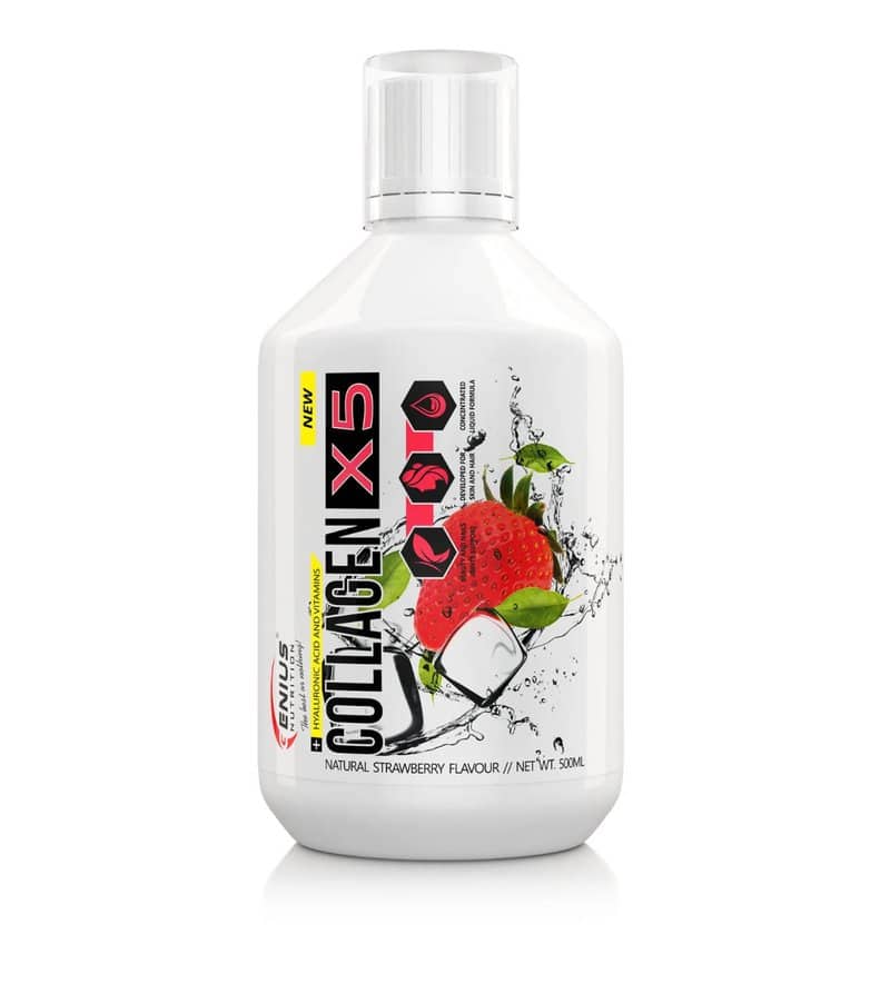 Collagen X5 cu aroma de capsuni, 500g, Genius Nutrition 1 Collagen X5 cu aroma de capsuni