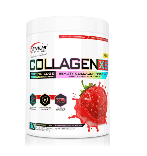 Collagen X5 cu capsuni, 360g, Genius Nutrition 1 Collagen X5 cu capsuni