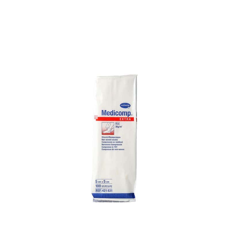 Comprese extra absorbante din material netesut Medicomp 5x5 cm