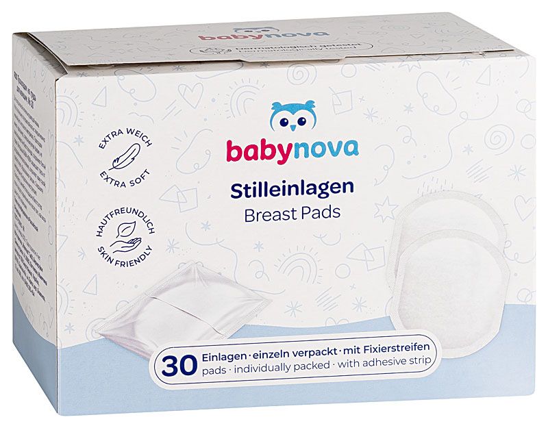 Comprese pentru san cu forma anatomica 34041, 30 bucati, Baby Nova 1 Comprese pentru san cu forma anatomica 34041