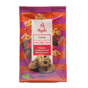 Cookies din nuca cu merisoare si ciocolata Bio