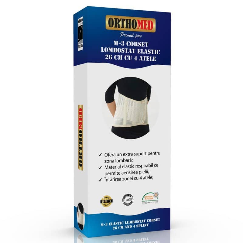 Corset lombostat elastic cu 4 atele Marimea S