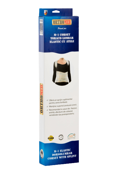 Corset toraco-lombar elastic cu atele Marimea M, 1 bucata, Orthomed 1 Corset toraco-lombar elastic cu atele Marimea M