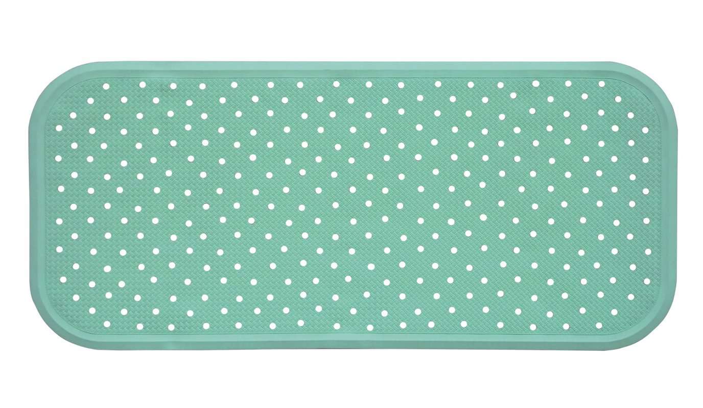 Covoras antiderapant din cauciuc natural pentru cada cu ventuze Verde menta, 76x34 cm, Sanger 1 Covoras antiderapant din cauciuc natural pentru cada cu ventuze Verde menta